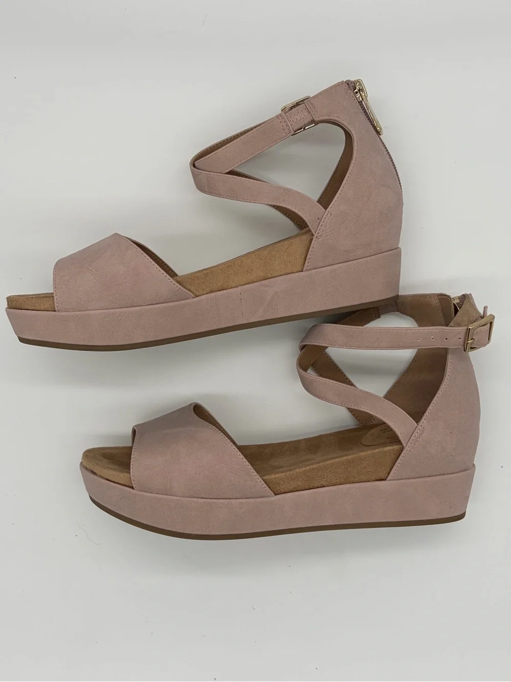 Women's Open-Toe Ankle-Strap Sandals in Dusty Pink